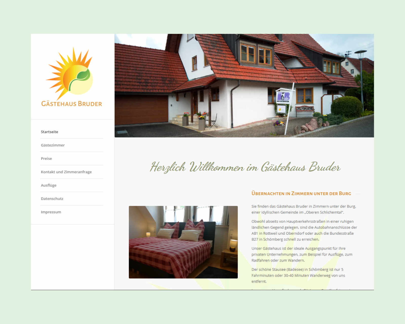 Website www.gaestehaus-bruder.de